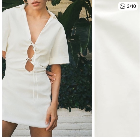 Zara White Lace Up Dress - Picture 4 of 7